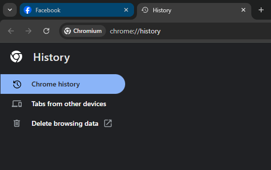 เปิด History ด้วย Ctrl H แล้วเลือก Delete browsing data เพื่อแก้ล็อกอิน Facebook ไม่ได้